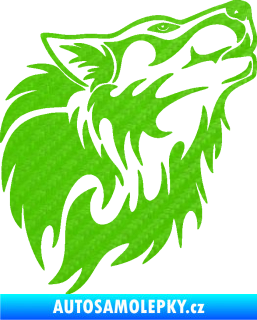 Samolepka Vlk 028 pravá 3D karbon zelený kawasaki