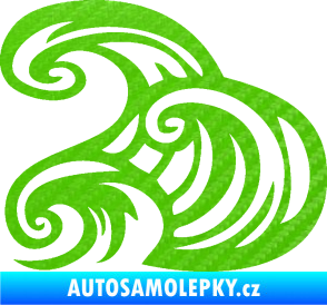 Samolepka Vlny 004 levá moře 3D karbon zelený kawasaki