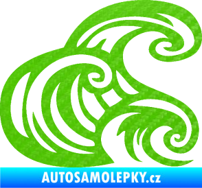 Samolepka Vlny 004 pravá moře 3D karbon zelený kawasaki