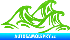 Samolepka Vlny 005 pravá moře 3D karbon zelený kawasaki