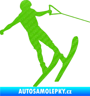 Samolepka Vodní lyže 001 pravá 3D karbon zelený kawasaki