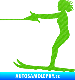 Samolepka Vodní lyže 002 levá 3D karbon zelený kawasaki