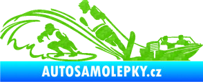 Samolepka Vodní lyžování a surf pravá 3D karbon zelený kawasaki