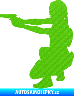 Samolepka Vojačka 001 levá 3D karbon zelený kawasaki