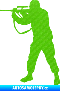 Samolepka Voják 001 levá 3D karbon zelený kawasaki