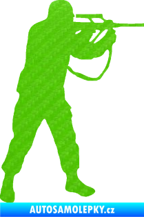 Samolepka Voják 001 pravá 3D karbon zelený kawasaki
