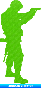 Samolepka Voják 002 pravá 3D karbon zelený kawasaki