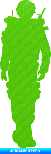 Samolepka Voják 003 levá 3D karbon zelený kawasaki