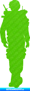 Samolepka Voják 003 pravá 3D karbon zelený kawasaki
