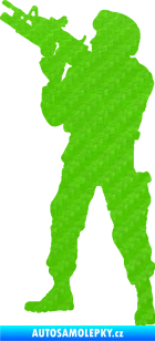 Samolepka Voják 004 levá 3D karbon zelený kawasaki