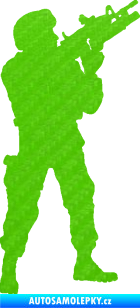 Samolepka Voják 004 pravá 3D karbon zelený kawasaki