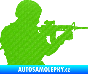 Samolepka Voják 005 pravá 3D karbon zelený kawasaki