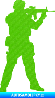 Samolepka Voják 006 pravá 3D karbon zelený kawasaki