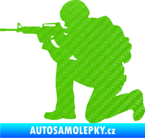 Samolepka Voják 007 levá 3D karbon zelený kawasaki