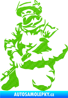 Samolepka Voják 008 levá 3D karbon zelený kawasaki