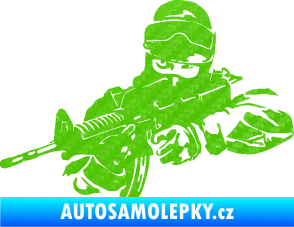 Samolepka Voják 009 levá 3D karbon zelený kawasaki