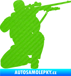 Samolepka Voják 010 pravá sniper 3D karbon zelený kawasaki