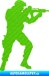 Samolepka Voják 011 pravá  3D karbon zelený kawasaki