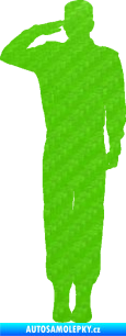 Samolepka Voják 012 levá salutuje 3D karbon zelený kawasaki
