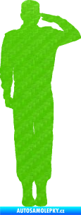 Samolepka Voják 012 pravá salutuje 3D karbon zelený kawasaki