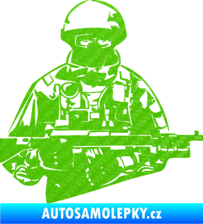 Samolepka Voják 013 pravá 3D karbon zelený kawasaki