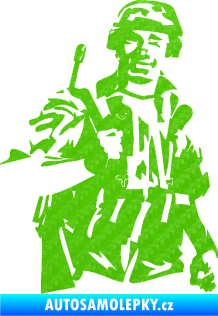 Samolepka Voják 014 pravá 3D karbon zelený kawasaki