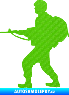 Samolepka Voják 016 levá 3D karbon zelený kawasaki