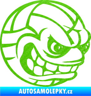 Samolepka Volejbalový míč 001 pravá s obličejem 3D karbon zelený kawasaki