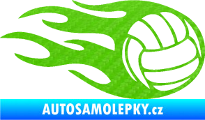 Samolepka Volejbalový míč 002 pravá 3D karbon zelený kawasaki