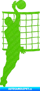 Samolepka Voleybal 016 pravá 3D karbon zelený kawasaki