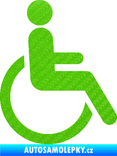Samolepka Vozíčkář 002 invalida - pravá 3D karbon zelený kawasaki