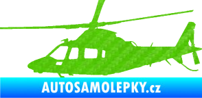 Samolepka Vrtulník 004 levá helikoptéra 3D karbon zelený kawasaki