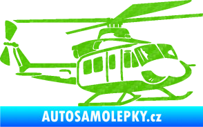Samolepka Vrtulník 010 pravá helikoptéra 3D karbon zelený kawasaki
