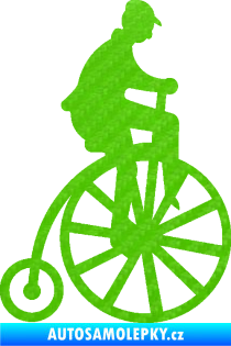 Samolepka Vysoké kolo 001 pravá retro 3D karbon zelený kawasaki