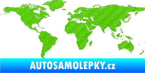 Samolepka World mapa světa 3D karbon zelený kawasaki