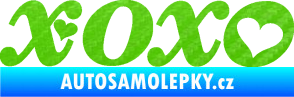 Samolepka XOXO nápis se srdíčkem 3D karbon zelený kawasaki