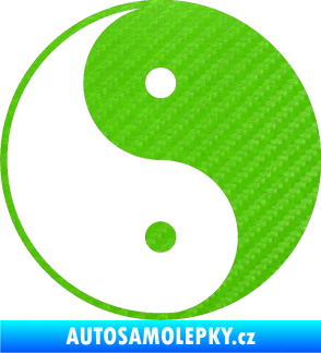 Samolepka Yin yang - logo JIN a JANG 3D karbon zelený kawasaki