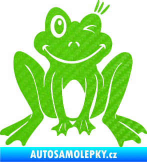 Samolepka Žába 010 pravá mrkající 3D karbon zelený kawasaki