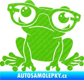 Samolepka Žába 011 levá kouká s brýlemi 3D karbon zelený kawasaki