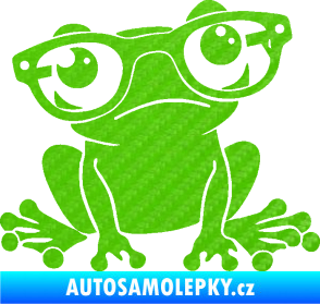 Samolepka Žába 011 pravá kouká s brýlemi 3D karbon zelený kawasaki