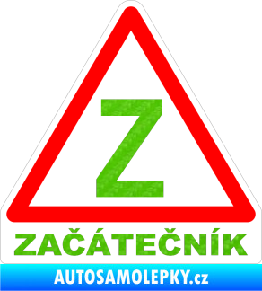 Samolepka Začátečník barevný   3D karbon zelený kawasaki
