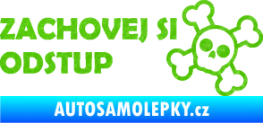 Samolepka Zachovej si odstup nápis 3D karbon zelený kawasaki