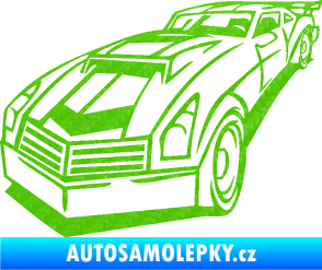 Samolepka Závodní auto 003 levá 3D karbon zelený kawasaki