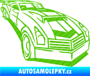 Samolepka Závodní auto 003 pravá 3D karbon zelený kawasaki