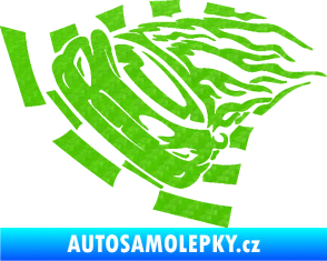 Samolepka Závodní auto 004 levá 3D karbon zelený kawasaki