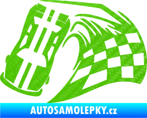 Samolepka Závodní auto 005 levá 3D karbon zelený kawasaki