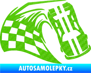 Samolepka Závodní auto 005 pravá 3D karbon zelený kawasaki