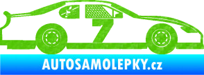 Samolepka Závodní auto 008 3D karbon zelený kawasaki