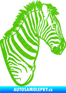 Samolepka Zebra 001 pravá hlava 3D karbon zelený kawasaki