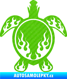 Samolepka Želva 008 3D karbon zelený kawasaki